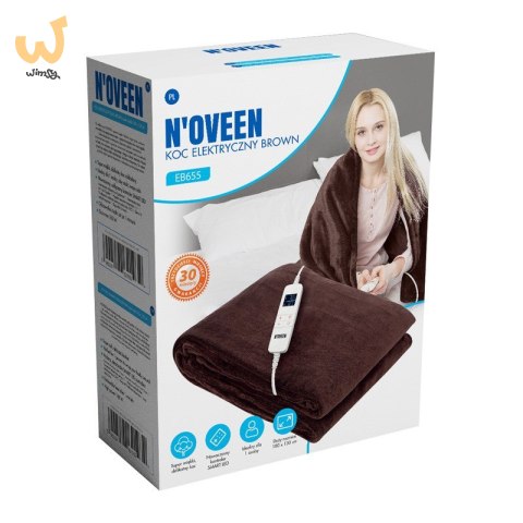 Koc elektryczny Noveen EB655 Brown super miękki 180x130cm Koc elektryczny Noveen EB655 Brown super miękki 180x130cm