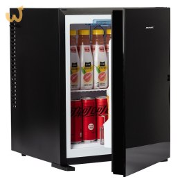 Bezszmerowy minibar termoelektryczny MPM-30-MBS-06/L z szklanym frontem czarny