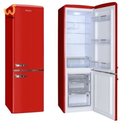Lodówka Amica Retro FK2965.3RAA (550mm x 1810mm x 615 mm; 181 l; Klasa A++; kolor czerwony)