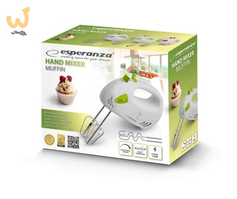 Mikser ręczny Esperanza Muffin EKM007G (150W; kolor zielony) Mikser ręczny Esperanza Muffin EKM007G (150W; kolor zielony)