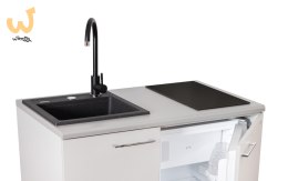 Minikuchnia zestaw AGD 4w1 MPM SMK-02 płyta indukcyjna, lodówka, szafka i zlew granit