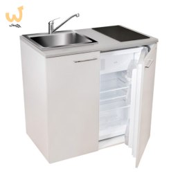 Minikuchnia zestaw AGD 4w1 MPM SMK-03 płyta indukcyjna, lodówka, szafka i zlew inox