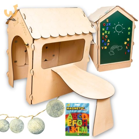 Domek ogrodowy drewniany stolik tablica kredowa 86 x 137 x 105 cm Domek ogrodowy drewniany stolik tablica kredowa 86 x 137 x 105 cm