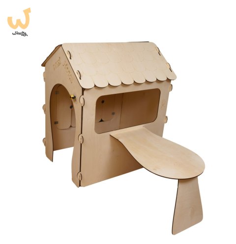 Domek ogrodowy drewniany stolik tablica kredowa 86 x 137 x 105 cm Domek ogrodowy drewniany stolik tablica kredowa 86 x 137 x 105 cm