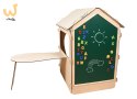 Domek ogrodowy drewniany stolik tablica kredowa 86 x 137 x 105 cm
