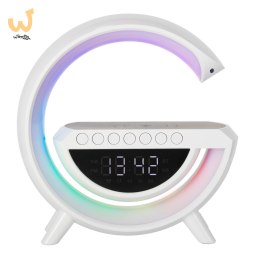 Lampka LED RGB ładowarka indukcyjna radio budzik zegar