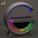 Lampka LED RGB ładowarka indukcyjna radio budzik zegar