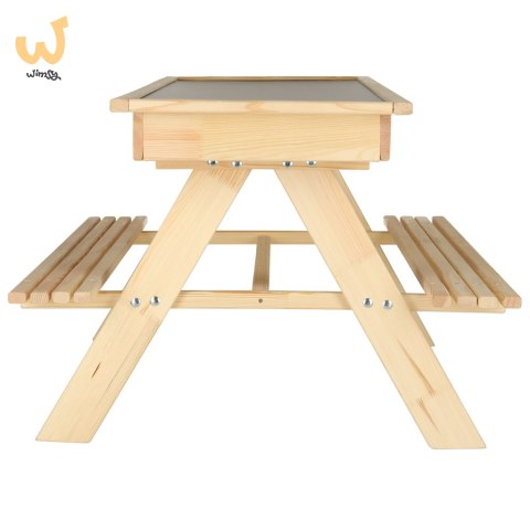 Ławka ogrodowa stolik dla dzieci drewniany piaskownica tablica 92 x 78 x 52 cm Ławka ogrodowa stolik dla dzieci drewniany piaskownica tablica 92 x 78 x 52 cm