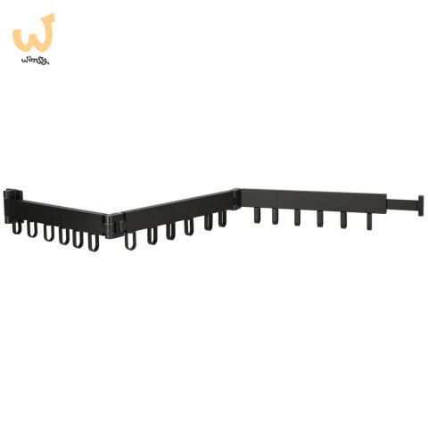 Suszarka na pranie wieszak ścienny składany teleskopowy czarny 123cm Suszarka na pranie wieszak ścienny składany teleskopowy czarny 123cm