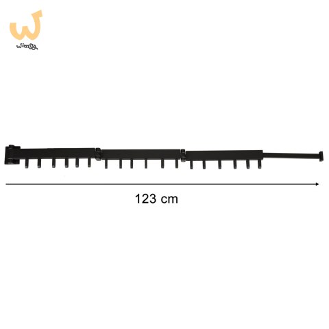 Suszarka na pranie wieszak ścienny składany teleskopowy czarny 123cm Suszarka na pranie wieszak ścienny składany teleskopowy czarny 123cm