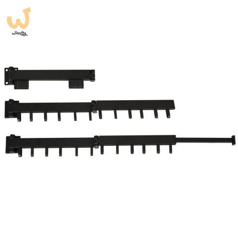 Suszarka na pranie wieszak teleskopowy ścienny składany czarny 90cm Suszarka na pranie wieszak teleskopowy ścienny składany czarny 90cm