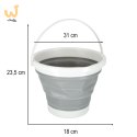 Wiadro silikonowe składane na camping grzyby ryby 10 L szary