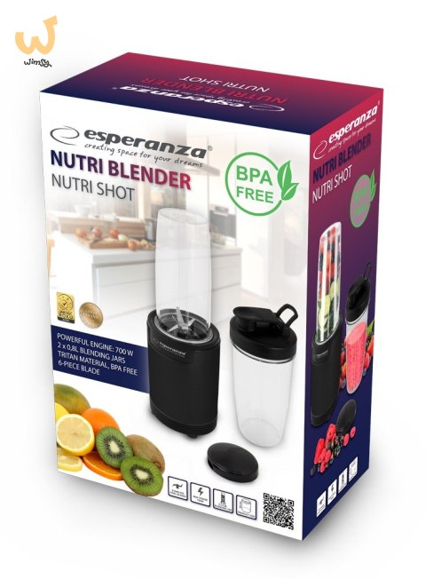 Blender smoothie Esperanza NUTRI SHOT EKM029 (700W; kolor czarny) Blender smoothie Esperanza NUTRI SHOT EKM029 (700W; kolor czarny)