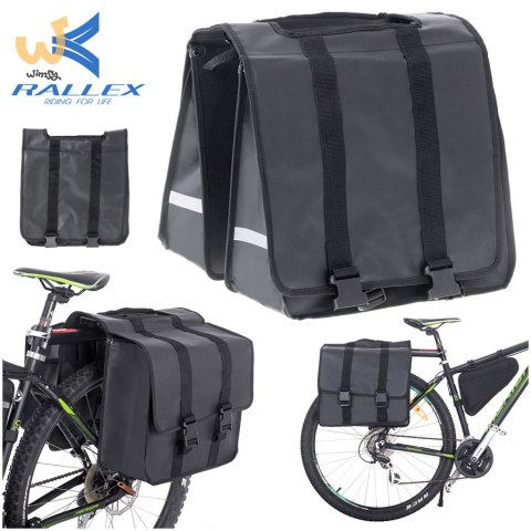 RALLEX Torba sakwa rowerowa podwójna dwukomorowa boczna na rower bagażnik 35L RALLEX Torba sakwa rowerowa podwójna dwukomorowa boczna na rower bagażnik 35L