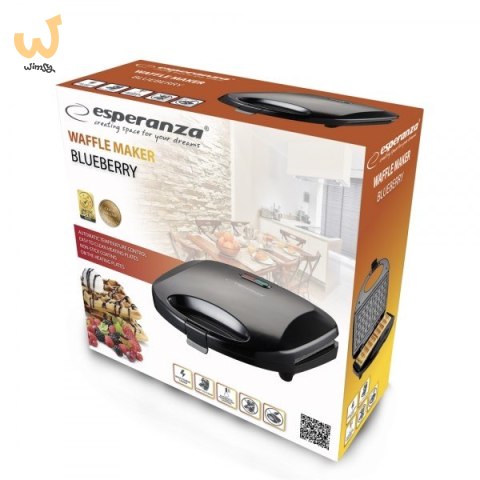 Gofrownica Esperanza BLUEBERRY EKT008 (1000W; kolor czarny) Gofrownica Esperanza BLUEBERRY EKT008 (1000W; kolor czarny)