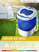 Pralka turystyczna Adler AD 8051 (1000 obr/min; 3 kg; 370 mm; kolor niebieski)