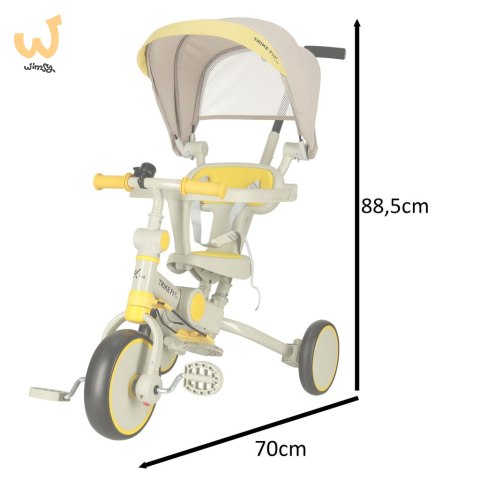Rowerek trójkołowy TRIKE FIX V4 żółto-szary z daszkiem Rowerek trójkołowy TRIKE FIX V4 żółto-szary z daszkiem