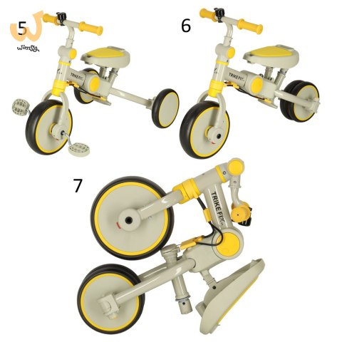 Rowerek trójkołowy TRIKE FIX V4 żółto-szary z daszkiem Rowerek trójkołowy TRIKE FIX V4 żółto-szary z daszkiem