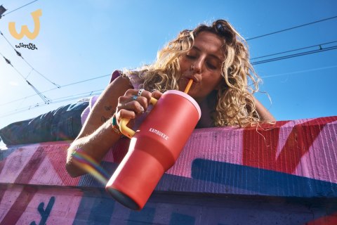 Kubek termiczny z teleskopową słomką Kambukka Rio Tumbler 950ml Pink Papaya Kubek termiczny z teleskopową słomką Kambukka Rio Tumbler 950ml Pink Papaya