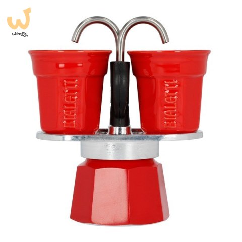 Bialetti kawiarka Mini Express czerwona 2tz + 2 filiżanki Bialetti kawiarka Mini Express czerwona 2tz + 2 filiżanki