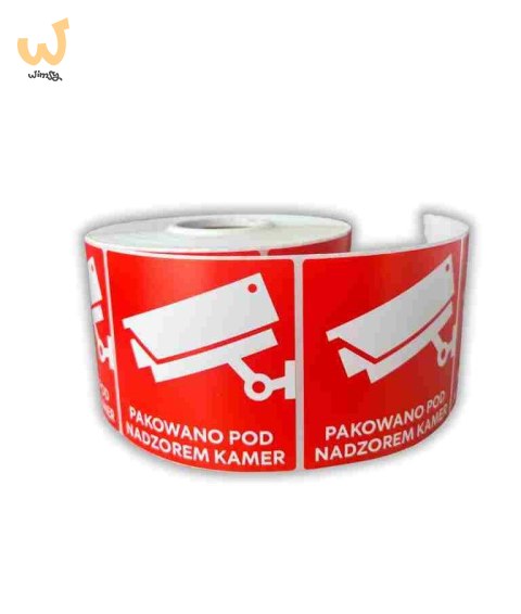 BSTech Etykieta samoprzylepna "Pakowane pod nadzorem kamer" 80x80 1000 szt BSTech Etykieta samoprzylepna "Pakowane pod nadzorem kamer" 80x80 1000 szt