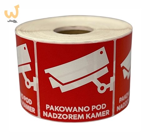 BSTech Etykieta samoprzylepna "Pakowane pod nadzorem kamer" 80x80 1000 szt BSTech Etykieta samoprzylepna "Pakowane pod nadzorem kamer" 80x80 1000 szt