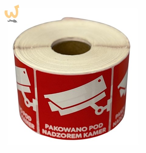 BSTech Etykieta samoprzylepna "Pakowane pod nadzorem kamer" 80x80 1000 szt BSTech Etykieta samoprzylepna "Pakowane pod nadzorem kamer" 80x80 1000 szt
