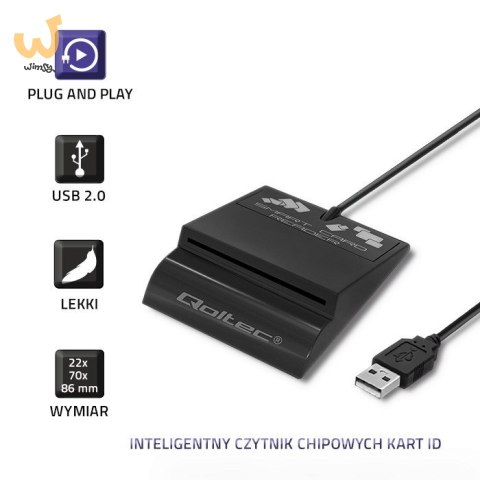 QOLTEC CZYTNIK CHIPOWYCH KART ID INTELIGENTNY | SCR-0636 | USB TYP C QOLTEC CZYTNIK CHIPOWYCH KART ID INTELIGENTNY | SCR-0636 | USB TYP C