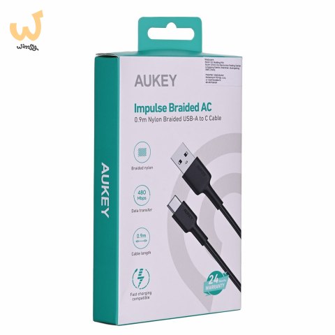 AUKEY CB-CD30 KABEL USB-C QC PD 0.9M 3A NYLON AUKEY CB-CD30 KABEL USB-C QC PD 0.9M 3A NYLON