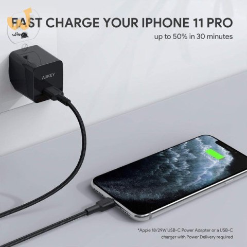 AUKEY CB-CL03 NYLONOWY KABEL USB C-LIGHTNING 2M PD AUKEY CB-CL03 NYLONOWY KABEL USB C-LIGHTNING 2M PD