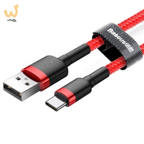 Kabel Baseus Cafule CATKLF-C09 (USB 2.0 - USB typu C ; 2m; kolor czarno-czerwony) Kabel Baseus Cafule CATKLF-C09 (USB 2.0 - USB typu C ; 2m; kolor czarno-czerwony)