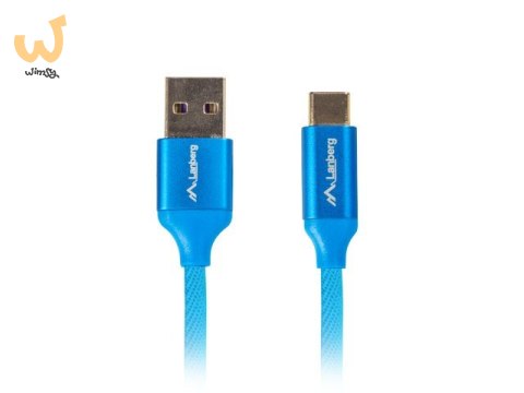 Kabel Lanberg Premium QC 3.0 CA-USBO-22CU-0005-BL (USB 2.0 typu A M - USB typu C M; 0,50m; kolor niebieski)