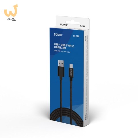 Kabel SAVIO CL-129 (USB typu C - USB 2.0 typu A ; 2m; kolor czarny) Kabel SAVIO CL-129 (USB typu C - USB 2.0 typu A ; 2m; kolor czarny)