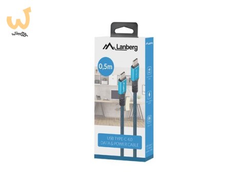 LANBERG KABEL USB-C M/M 4.0 0.5M 100W 8K 30HZ CA-CMCM-45CU-0005-BK LANBERG KABEL USB-C M/M 4.0 0.5M 100W 8K 30HZ CA-CMCM-45CU-0005-BK