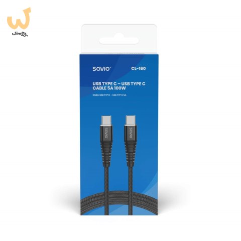 SAVIO KABEL USB TYP C - USB TYP C 5A, 2M CL-160 SAVIO KABEL USB TYP C - USB TYP C 5A, 2M CL-160