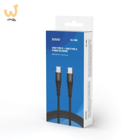 SAVIO KABEL USB TYP C - USB TYP C 5A, 2M CL-160 SAVIO KABEL USB TYP C - USB TYP C 5A, 2M CL-160