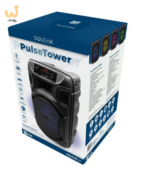 SQUEAK GŁOŚNIK KARAOKE PULSETOWER BLUETOOTH 5.3, RADIO FM, MICROSD, AUX, USB SQ1006 SQUEAK GŁOŚNIK KARAOKE PULSETOWER BLUETOOTH 5.3, RADIO FM, MICROSD, AUX, USB SQ1006