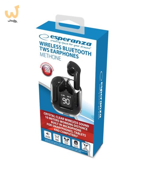 ESPERANZA SŁUCHAWKI DOUSZNE BLUETOOTH TWS METHONE BLACK EH238K ESPERANZA SŁUCHAWKI DOUSZNE BLUETOOTH TWS METHONE BLACK EH238K