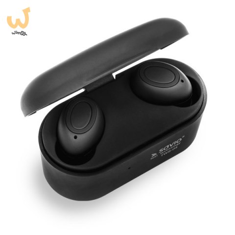 Słuchawki SAVIO TWS-04 (bluetooth; bezprzewodowe, Bluetooth; z wbudowanym mikrofonem; kolor czarny Słuchawki SAVIO TWS-04 (bluetooth; bezprzewodowe, Bluetooth; z wbudowanym mikrofonem; kolor czarny