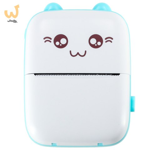 Drukotek drukarka mini termiczna do zdjęć etykiet + kabel USB kot niebieski Drukotek drukarka mini termiczna do zdjęć etykiet + kabel USB kot niebieski