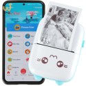 Drukotek drukarka mini termiczna do zdjęć etykiet + kabel USB kot niebieski