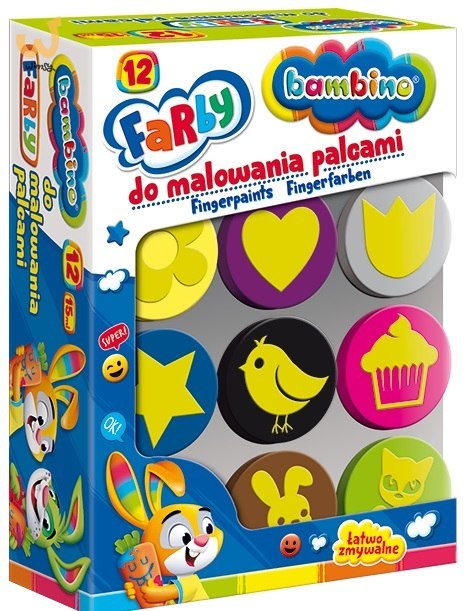 Farby do malowania palcami Bambino 12 kolorów Farby do malowania palcami Bambino 12 kolorów