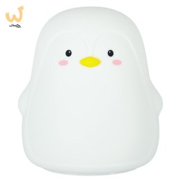 Lampka nocna dla dzieci silikonowa LED biała pingwinek