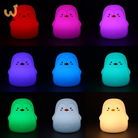 Lampka nocna dla dzieci silikonowa LED biała pingwinek Lampka nocna dla dzieci silikonowa LED biała pingwinek