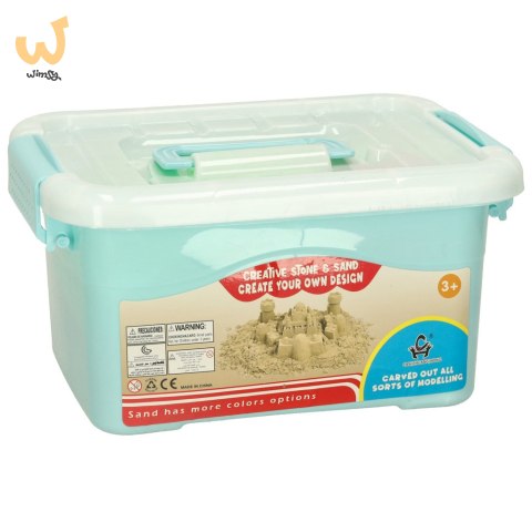 Piasek Kinetyczny 2kg foremki piaskownica zestaw XXL plastyczny kreatywny niebieski Piasek Kinetyczny 2kg foremki piaskownica zestaw XXL plastyczny kreatywny niebieski