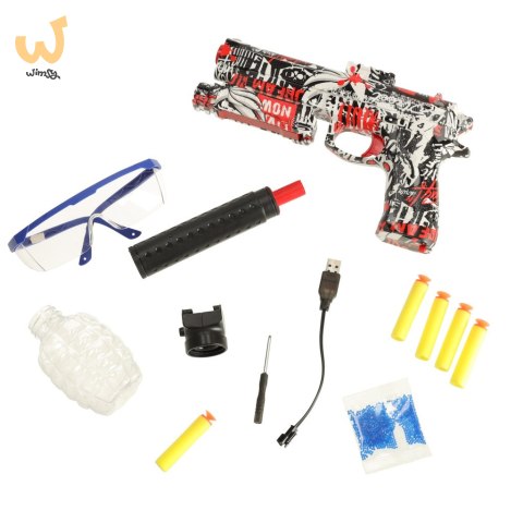 Pistolet na kulki żelowe wodne karabin zasilanie akumulatorowe USB + okulary 550szt. 7-8mm Pistolet na kulki żelowe wodne karabin zasilanie akumulatorowe USB + okulary 550szt. 7-8mm