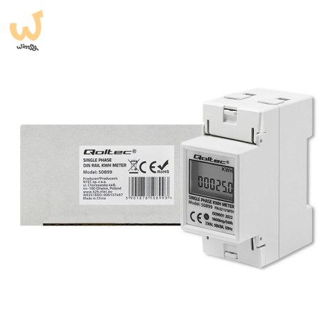 QOLTEC LICZNIK ZUŻYCIA ENERGII JEDNOFAZOWY NA SZYNĘ DIN | 230V | LCD | 2P QOLTEC LICZNIK ZUŻYCIA ENERGII JEDNOFAZOWY NA SZYNĘ DIN | 230V | LCD | 2P