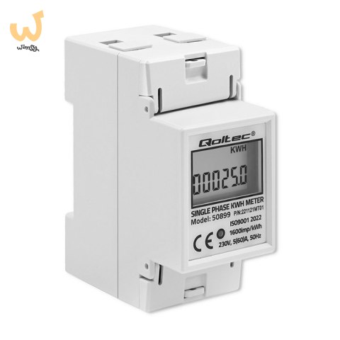 QOLTEC LICZNIK ZUŻYCIA ENERGII JEDNOFAZOWY NA SZYNĘ DIN | 230V | LCD | 2P QOLTEC LICZNIK ZUŻYCIA ENERGII JEDNOFAZOWY NA SZYNĘ DIN | 230V | LCD | 2P