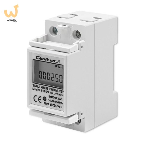 QOLTEC LICZNIK ZUŻYCIA ENERGII JEDNOFAZOWY NA SZYNĘ DIN | 230V | LCD | 2P QOLTEC LICZNIK ZUŻYCIA ENERGII JEDNOFAZOWY NA SZYNĘ DIN | 230V | LCD | 2P
