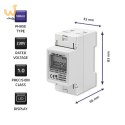 QOLTEC LICZNIK ZUŻYCIA ENERGII JEDNOFAZOWY NA SZYNĘ DIN | 230V | LCD | 2P
